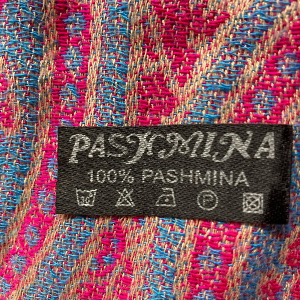 Pashmina Scarf Shawl Red and Gold Paisley 68” x 26” Not Counting Fringe